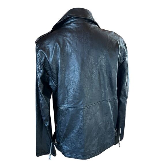 Levis Women’s Black Faux Leather Moto Jacket Medium - Picture 6 of 9